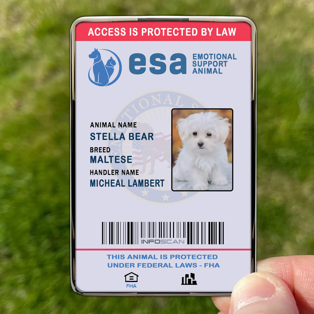 PERSONALIZED ESA ID CARD FOR EMOTIONAL SUPPORT DOG ID CARD WITH REGISTRATION - SERVICE DOG CHALLENGE COIN