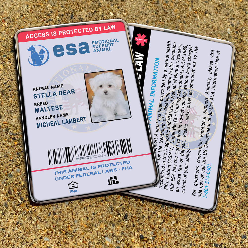 PERSONALIZED ESA ID CARD FOR EMOTIONAL SUPPORT DOG ID CARD WITH REGISTRATION - SERVICE DOG CHALLENGE COIN